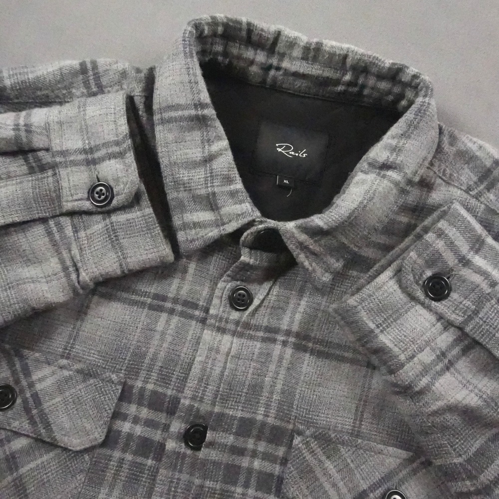 Rails Quilted Lined Plaid Thick Flannel Men Shirt Jacket XL Cabin Gray Skate